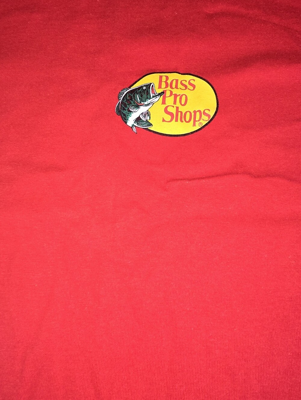 Bass Pro Shops Red Tee with Yellow Oval Logo XXL Vintage